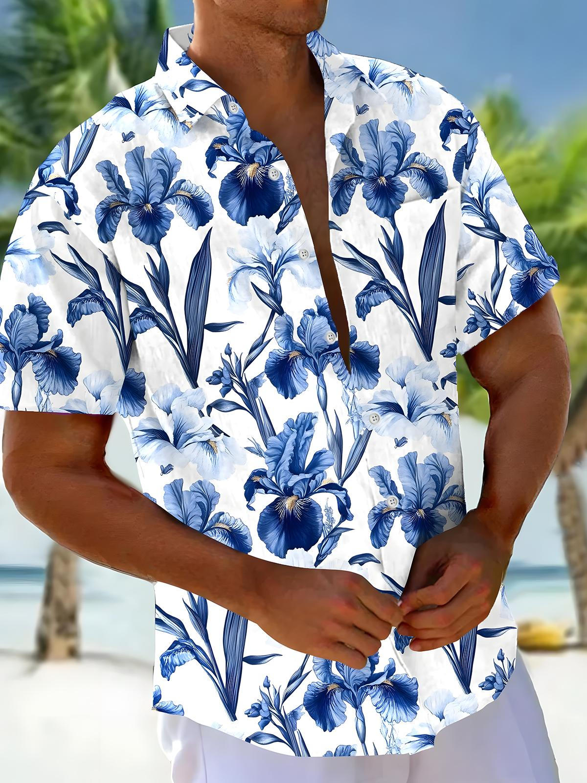 Floral Men's Pocket Short Sleeve Shirts