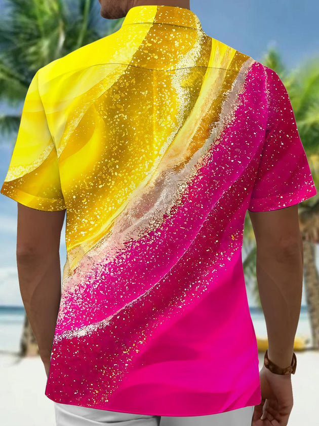 men's geometric print shirt back view