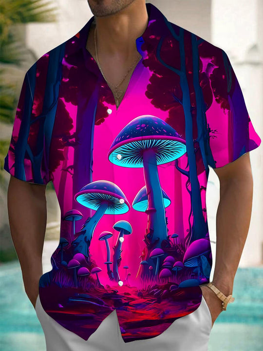 men's mushroom print shirt front view