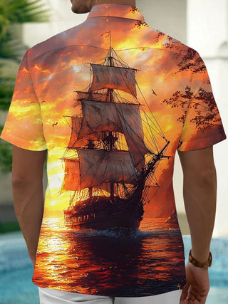 Boat men's short sleeve pocket shirt back view