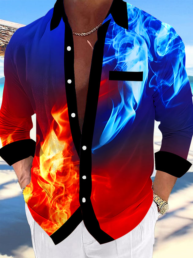 Men's Abstract Print Long Sleeve Shirt Front View