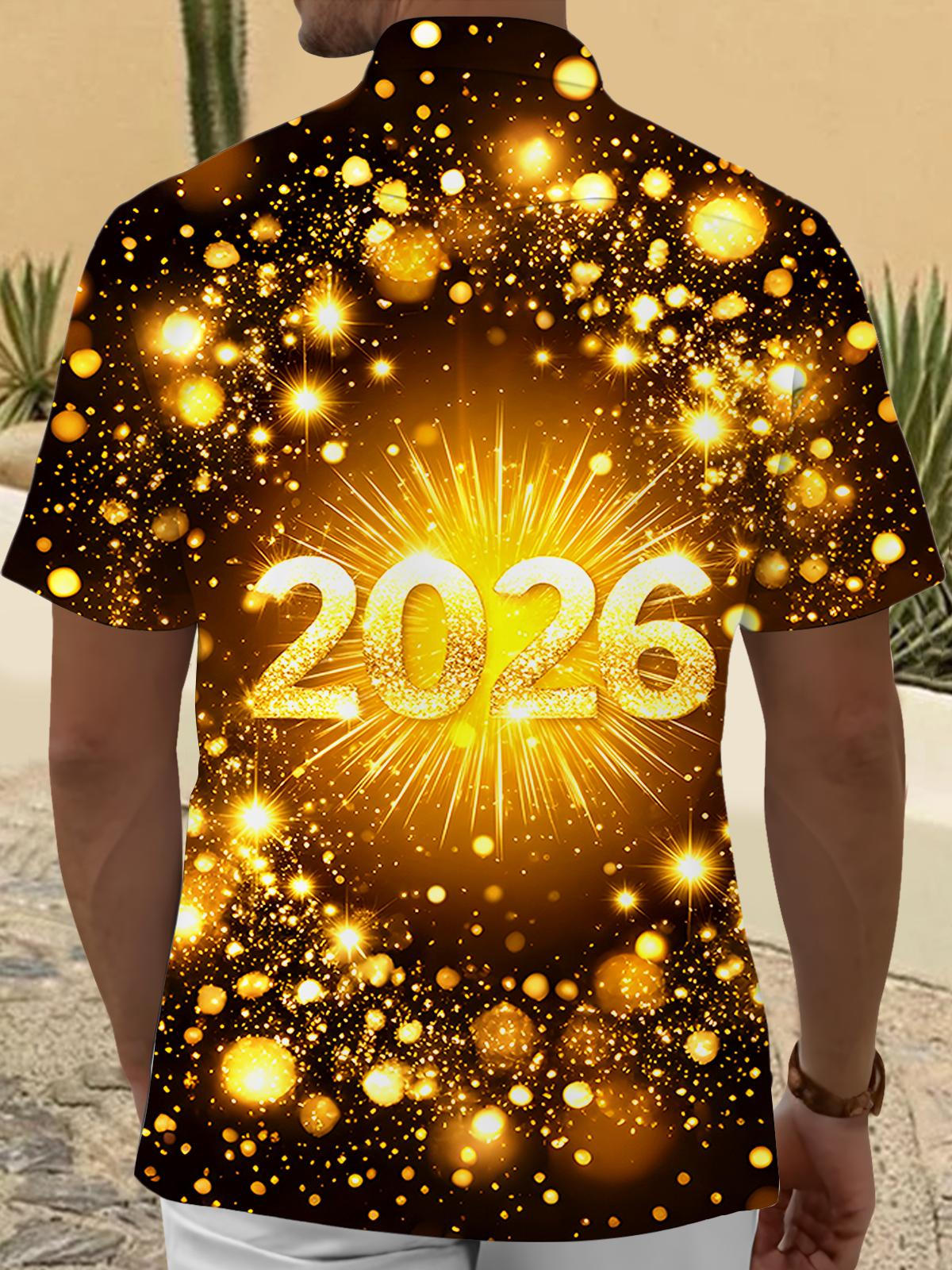 Happy New Year 2026 Men's Pocket Short Sleeve Shirts