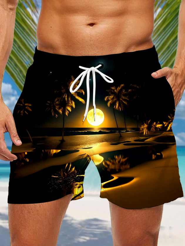 men's Hawaiian casual pants front view tropical beach vacation