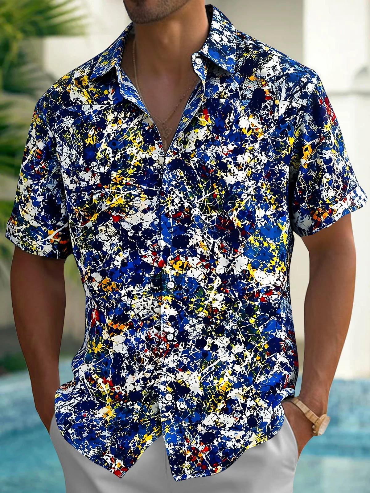 Tie Dye Abstract Men's Pocket Short Sleeve Shirts