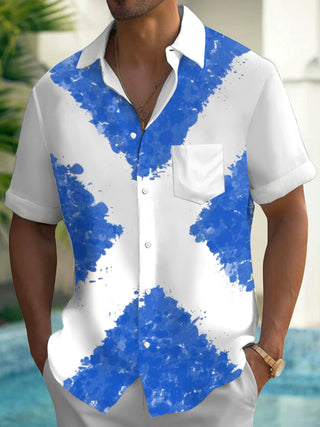 men's patterned sweater shirt front view