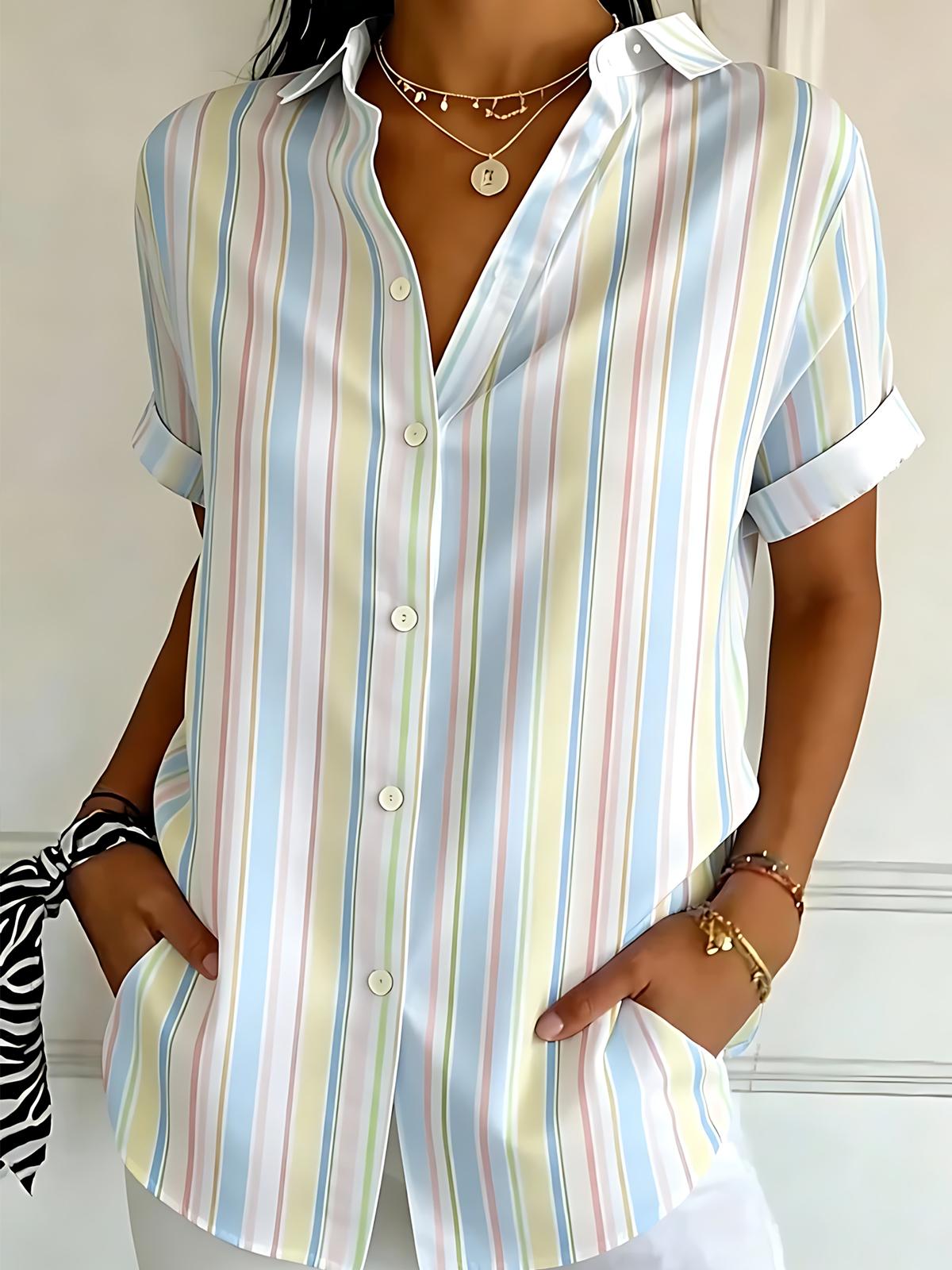 Geometry Stripes Women's Short Sleeve Shirts