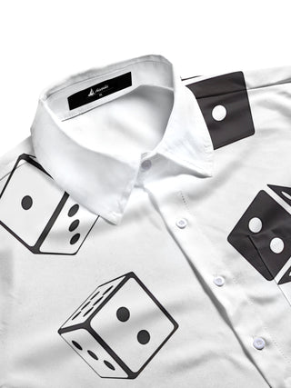 Men's dice print half sleeve pocket shirt side view