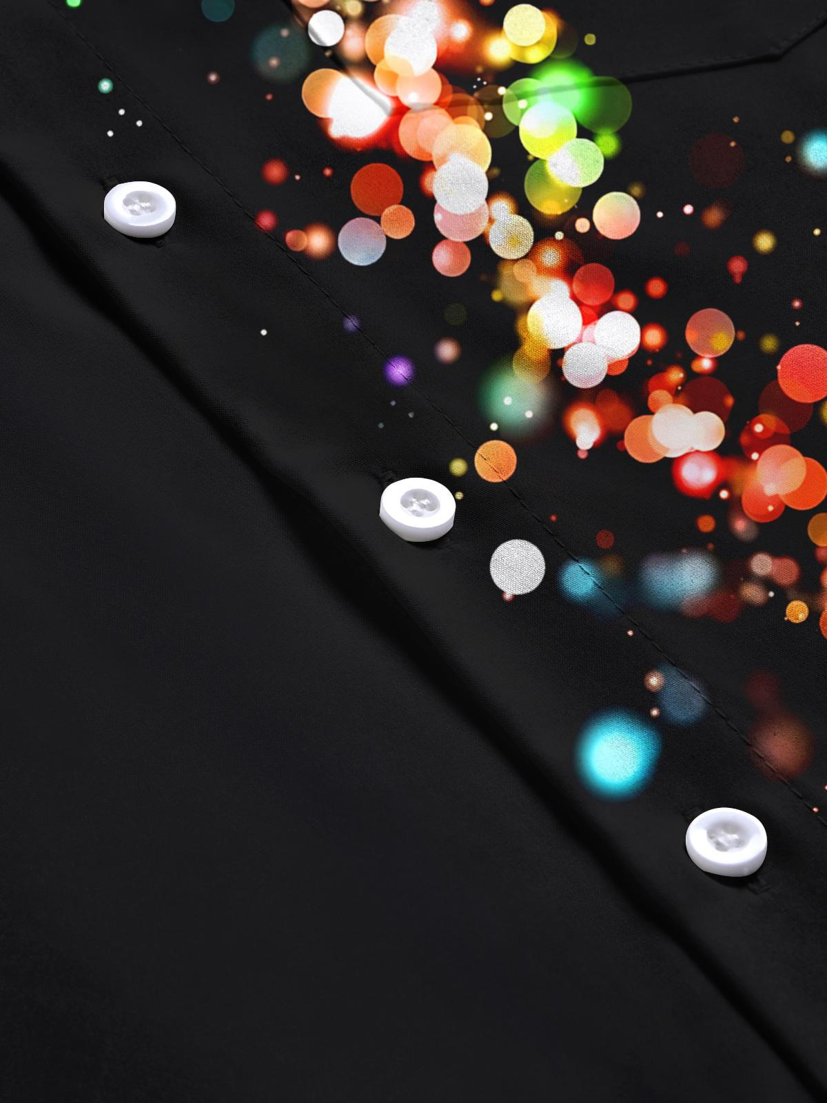 Colorful Light Spot Print Men's Pocket Long Sleeve Shirts