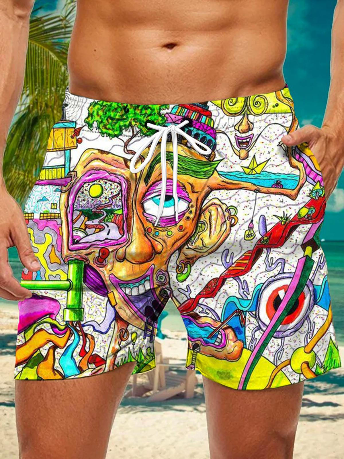 Abstract Art Print Men's Shorts With Pocket