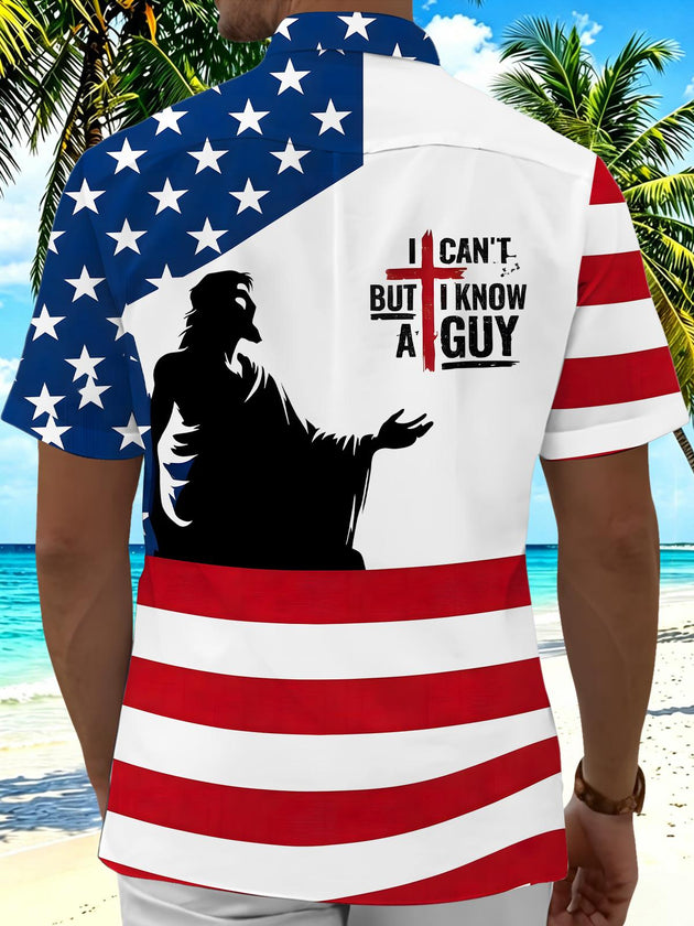 men's patriotic print shirt back view