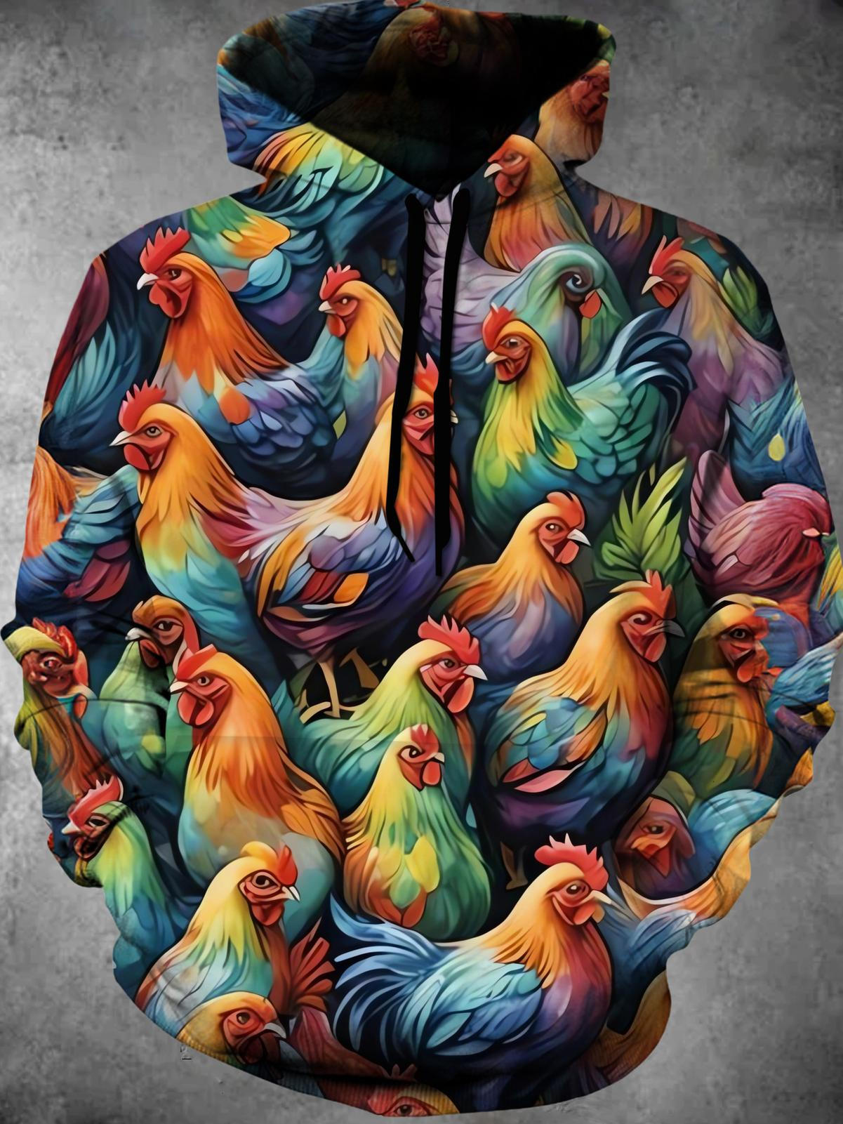 Chicken Long Sleeve Hooded Pocket Men's Top