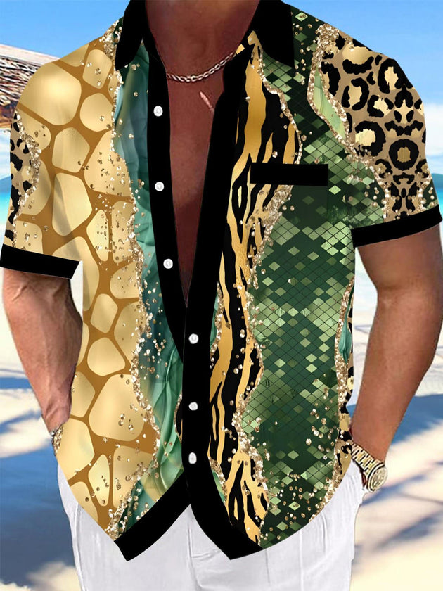 men's leopard print shirt front view