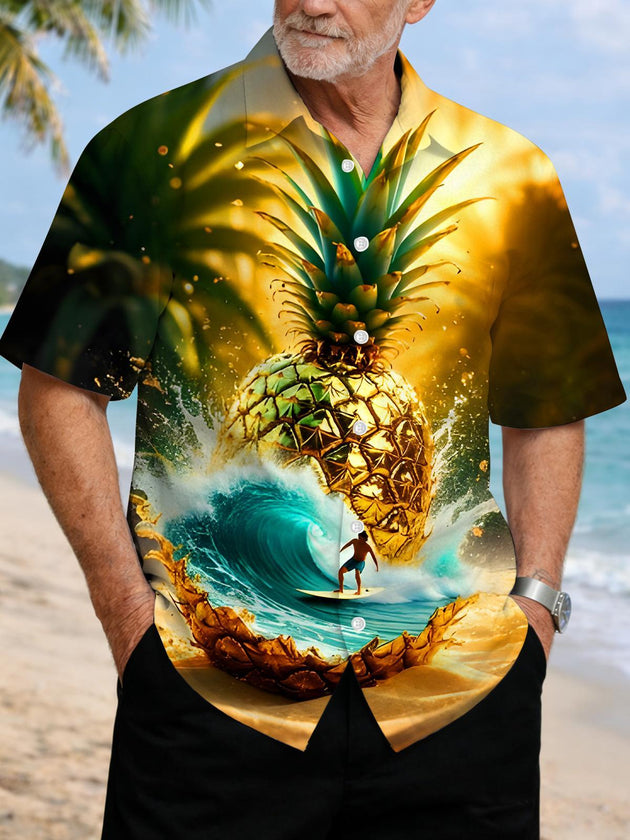 men's pineapple print shirt front view