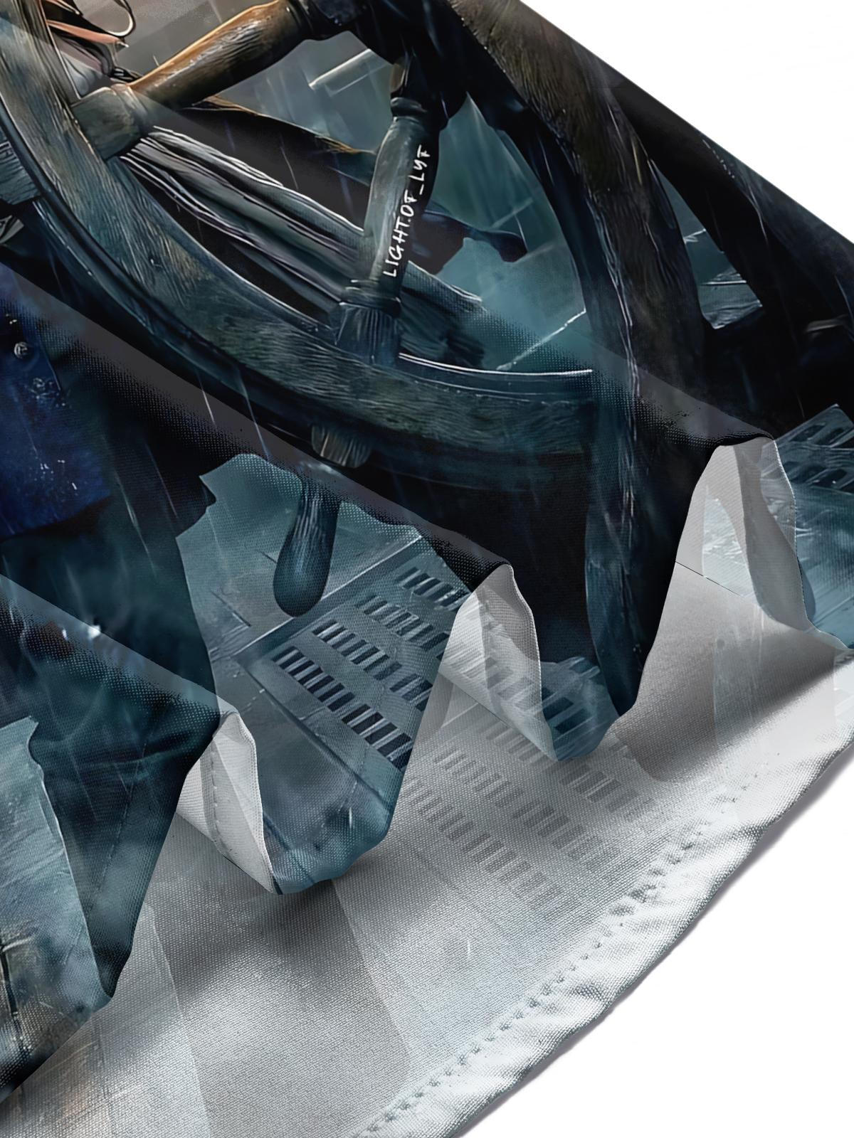 Pirate Print Men's Pocket Short Sleeve Shirts