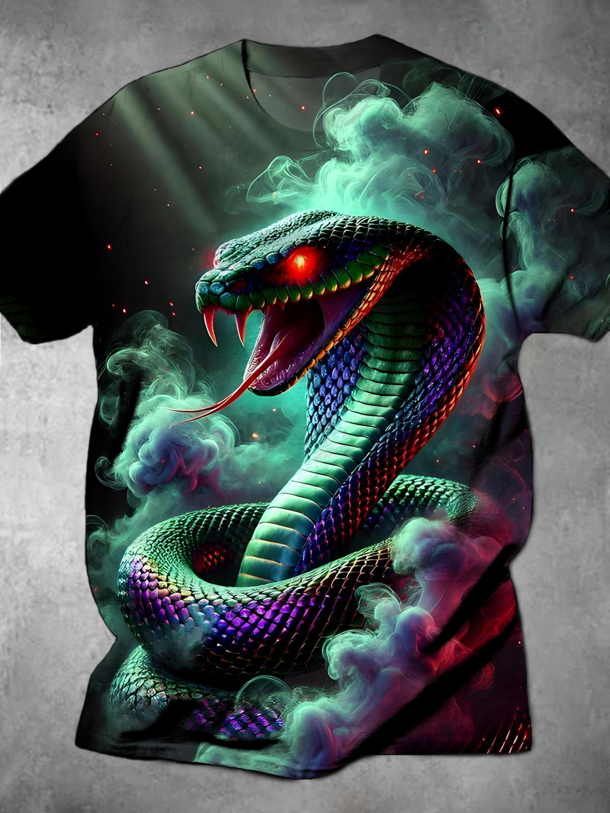 Snake Round Neck Short Sleeve Men's T-shirt