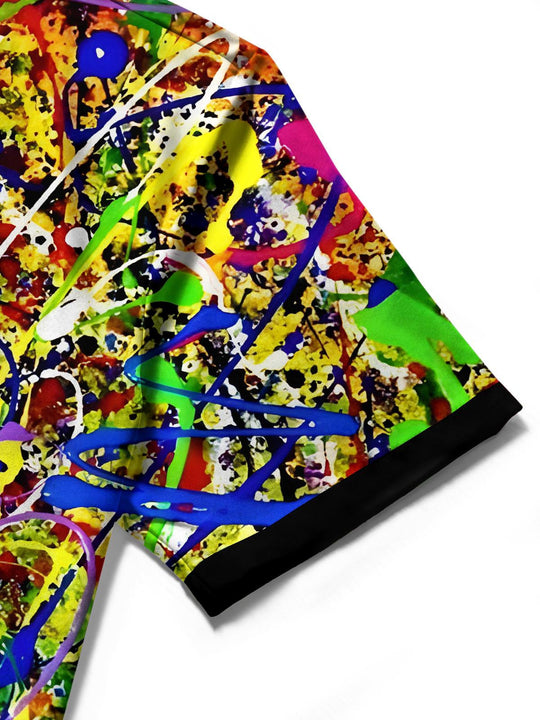 men's tie dye shirt close-up short sleeve