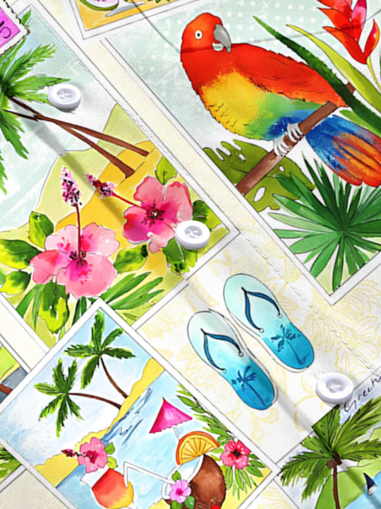 men's Hawaiian short sleeve flat lay shirt