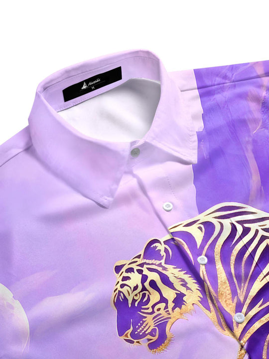 men's stripe print shirt side view