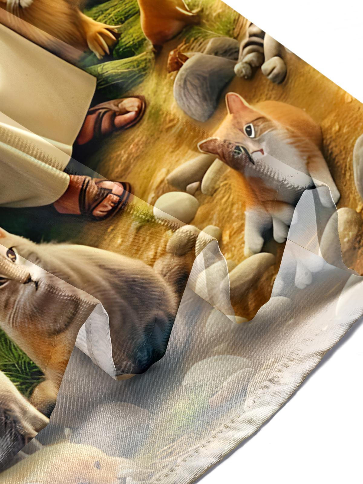 Forest Jesus Animal Print Men's Pocket Long Sleeve Shirts