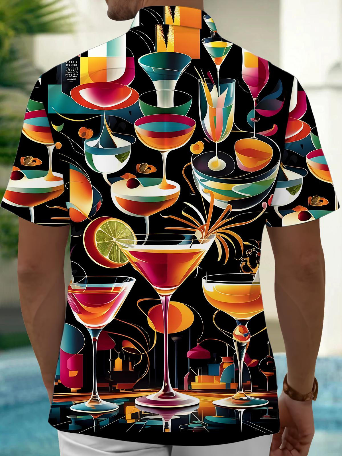 Wine Glass Men's Pocket Short Sleeve Shirts