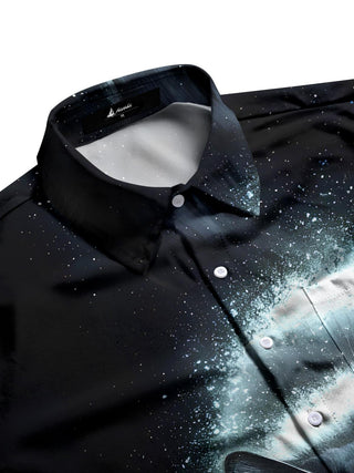 Men's short sleeve pocket shirt side view with casual fit