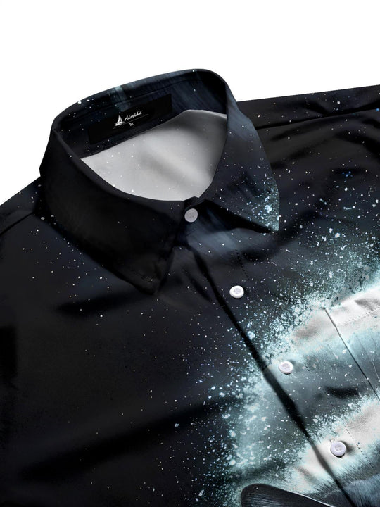 Men's short sleeve pocket shirt side view with casual fit