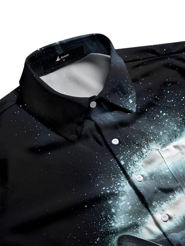 Men's short sleeve pocket shirt side view with casual fit