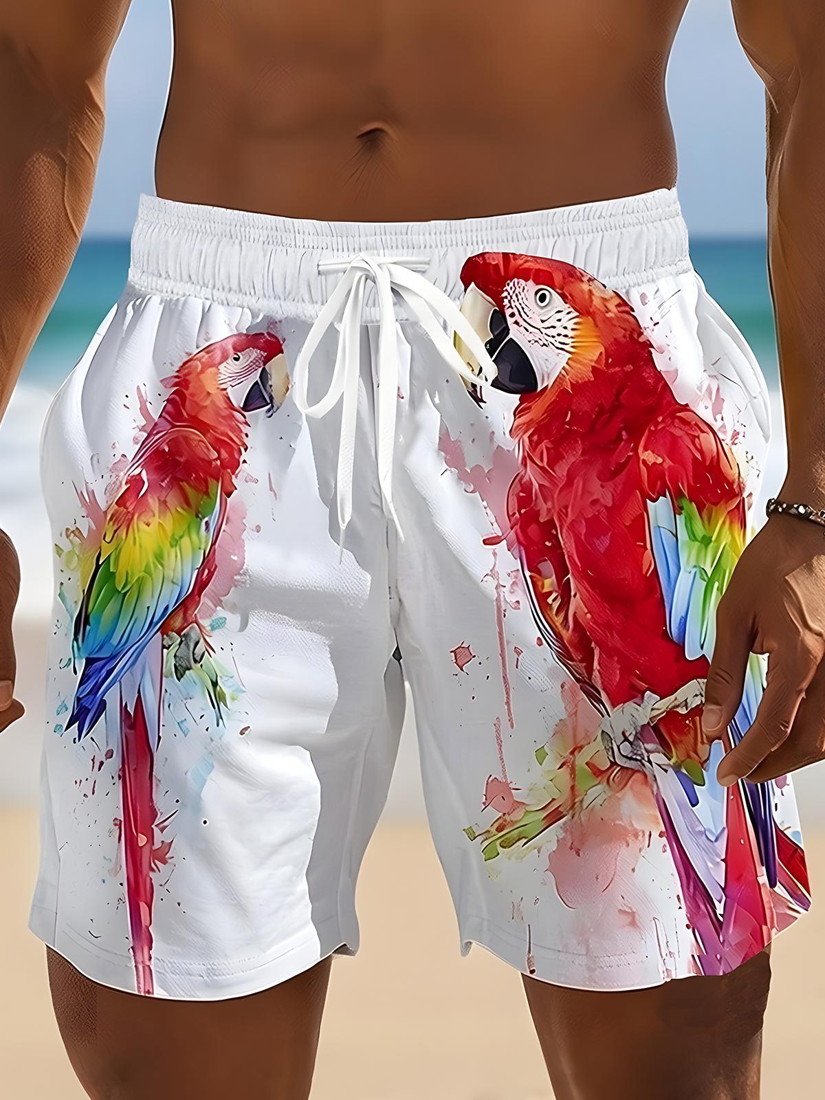 men's Hawaiian casual pants front view tropical beach vacation