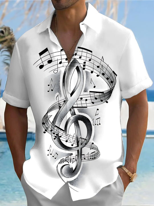 men's music print shirt front view