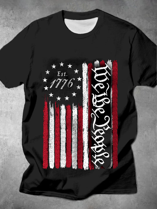 men's American flag print shirt front view Independence Day