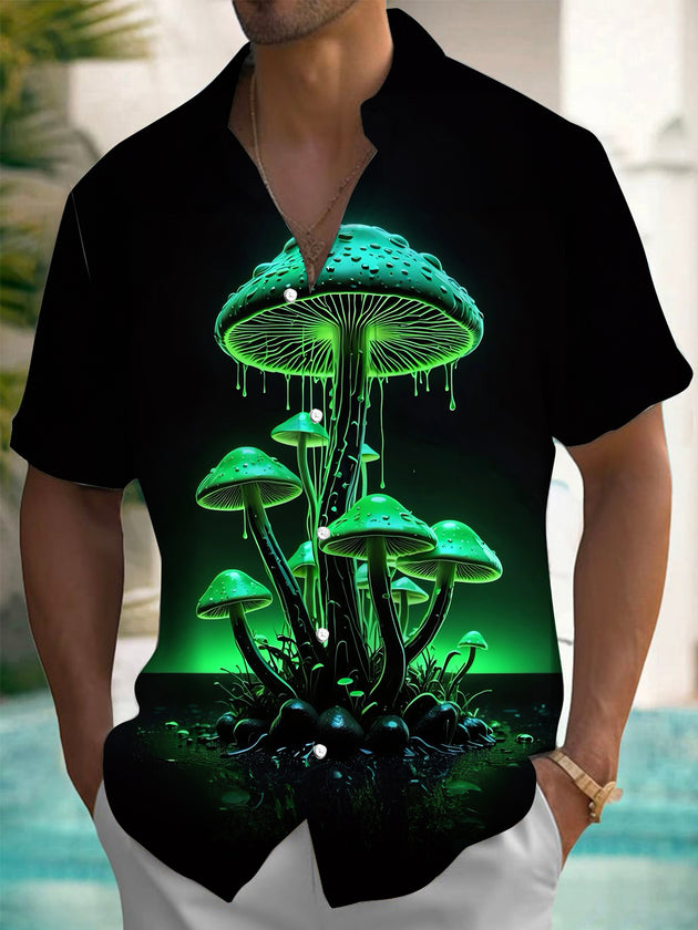 men's mushroom print shirt front view