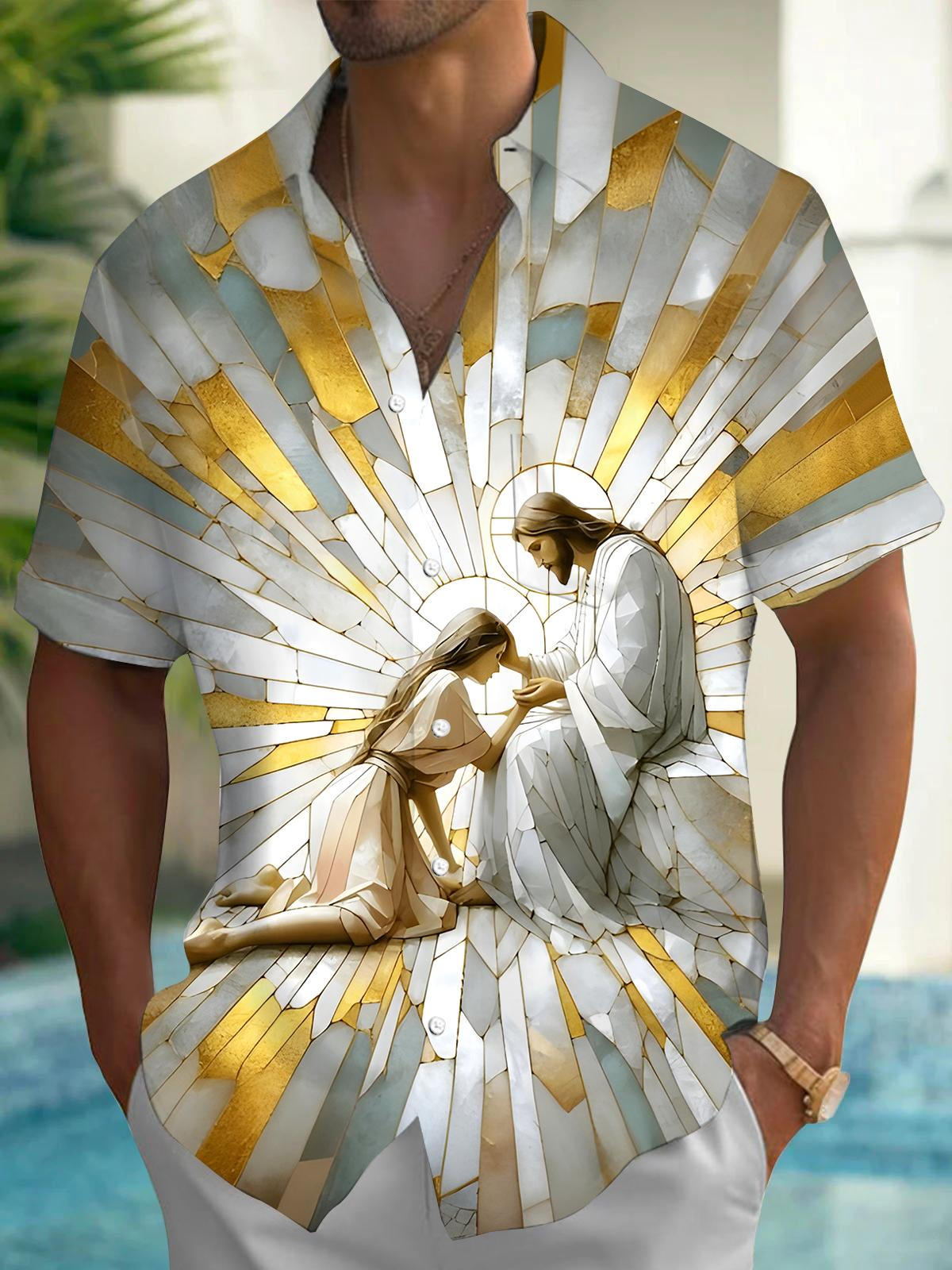 Jesus Men's Pocket Short Sleeve Shirts