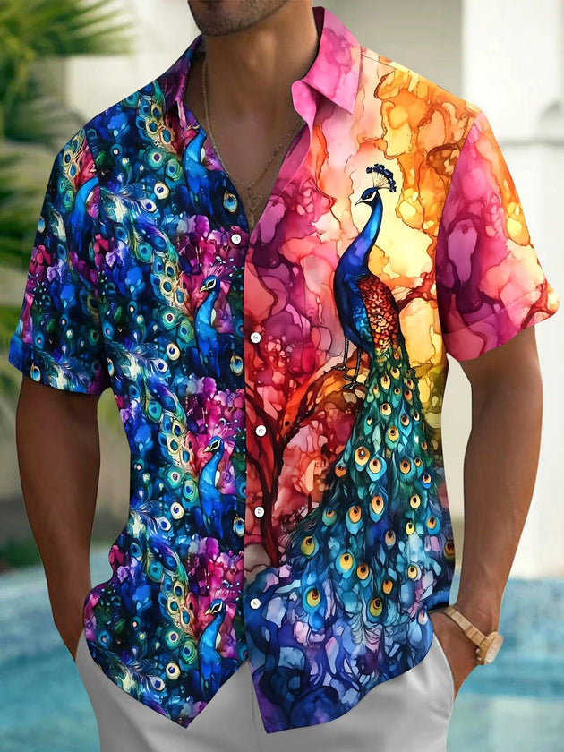 Peacock Men's Pocket Short Sleeve Shirts