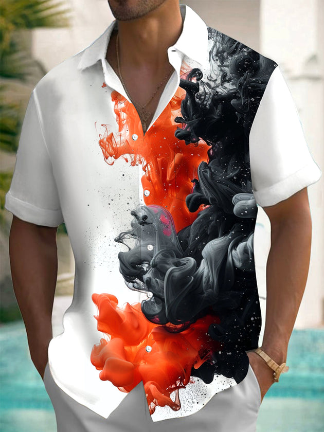 Men's abstract print short sleeve shirt front view