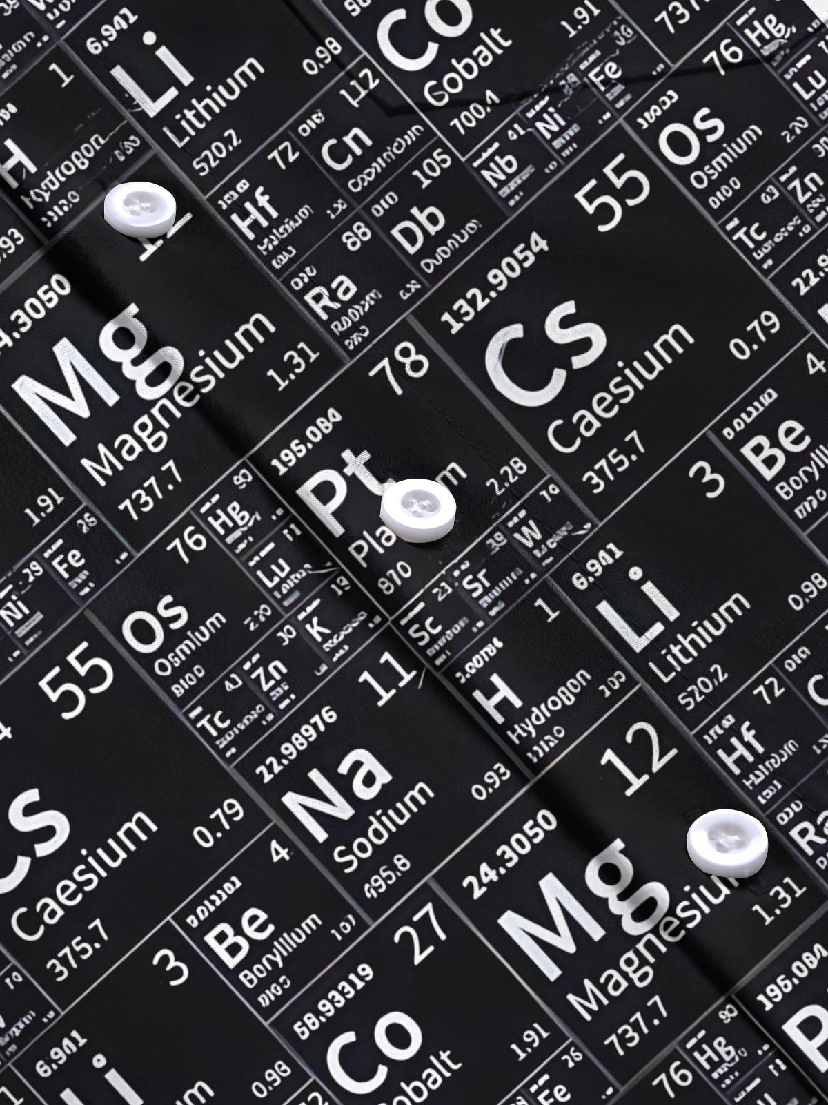 Periodic Table Print Men's Pocket Long Sleeve Shirts