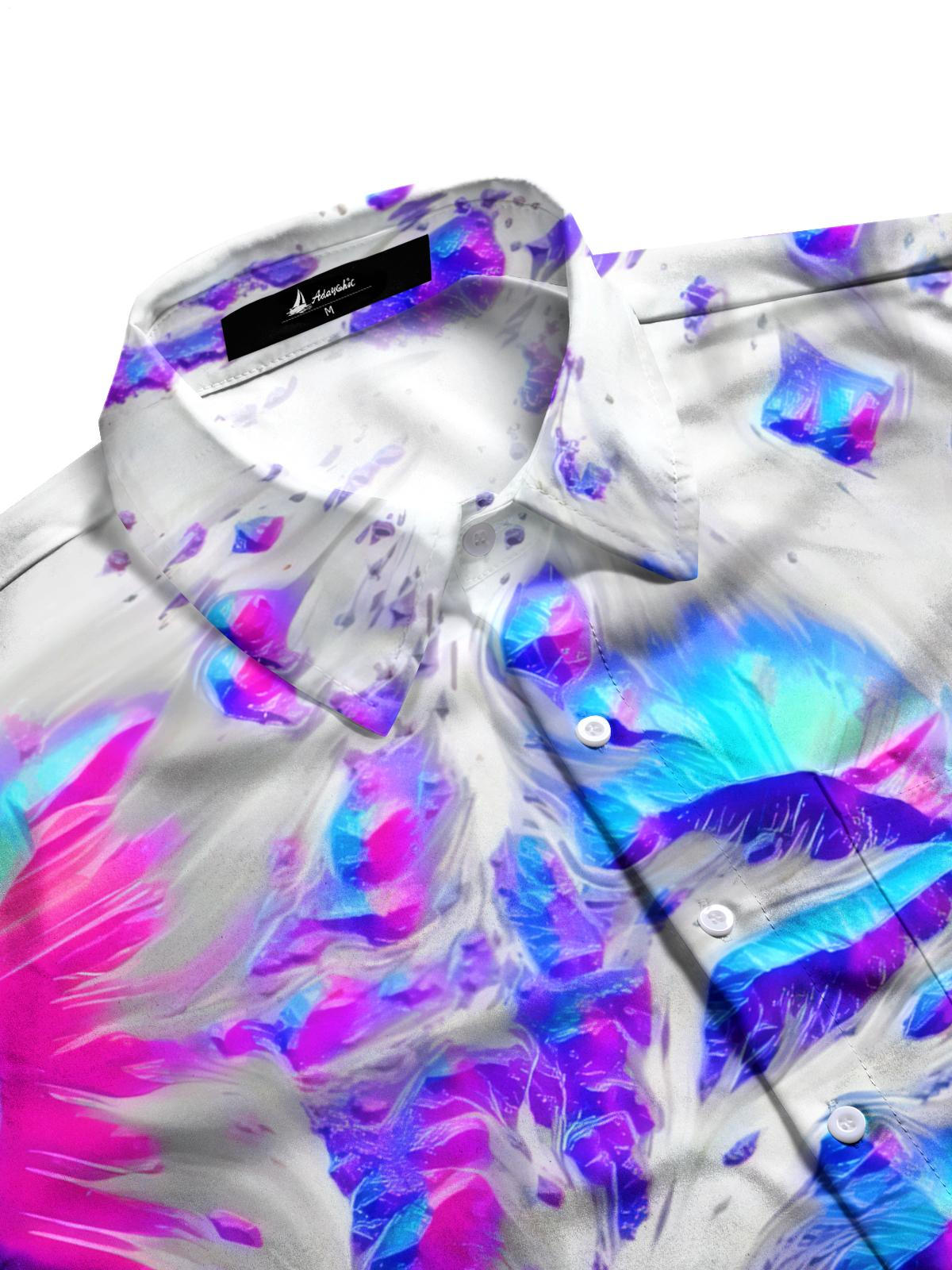 Abstract Gradient Print Men's Pocket Short Sleeve Shirts