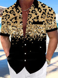 Leopard Gradient Print Men's Pocket Short Sleeve Shirts