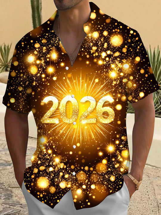 Men's graphic short sleeve pocket shirt front view