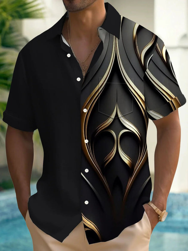 Men's abstract print short sleeve shirt front view
