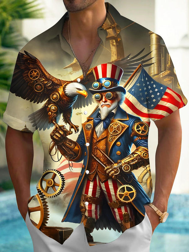 men's eagle print shirt front view Independence Day