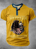 Eagle American Flag Short Sleeve Button Men's T-shirt