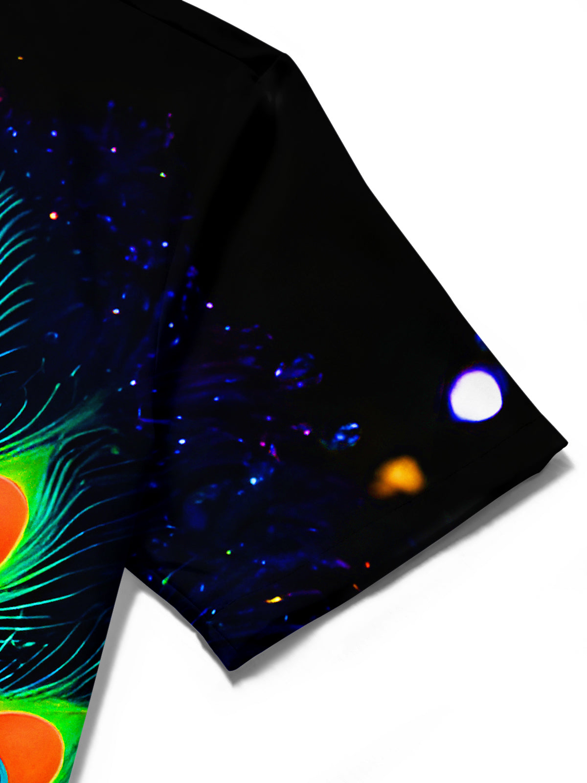 Shining Peacock Feathers Music Notes Men's Pocket Short Sleeve Shirts