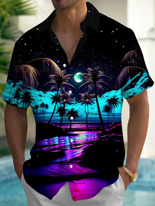 men's Hawaiian shirt front view tropical beach vacation