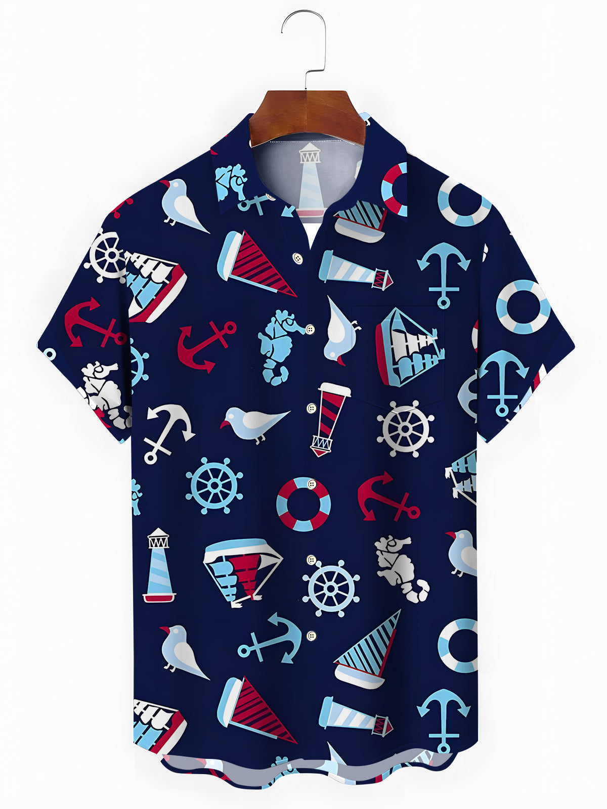Anchor Lighthouse Men's Pocket Short Sleeve Shirts