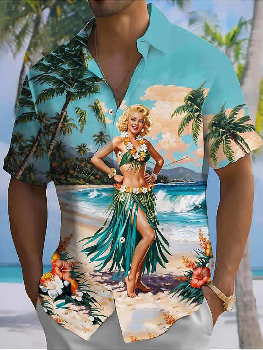 men's Hawaiian shirt front view vacation resort wear