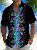 Hippie Peace Sign Print Men's Pocket Short Sleeve Shirts