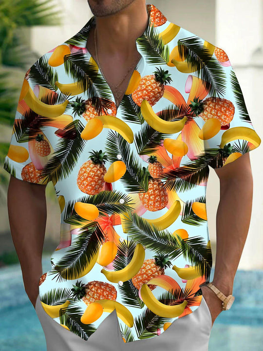 Men's Hawaiian short sleeve shirt front view tropical beach vacation