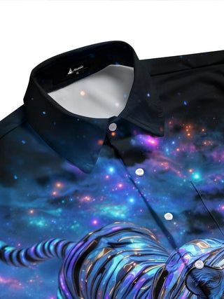 men's stripe print shirt side view
