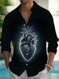 Heart Men's Pocket Long Sleeve Shirts