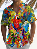 Parrot Short Sleeve Men's Shirts With Pocket